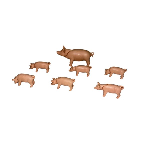 Vintage Playmobil 7021 1987 Geobra Pink Pig Piglet Sow Set 7 Farm Agriculture - Picture 3 of 3